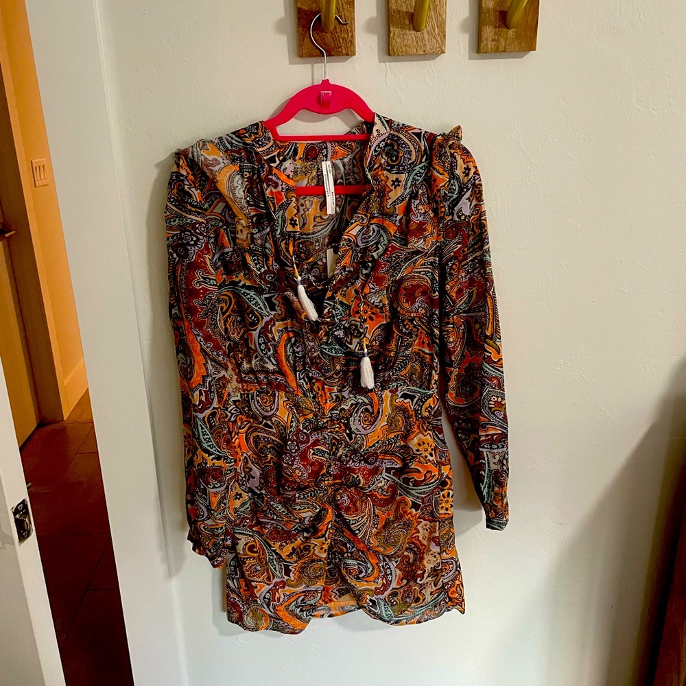Anthropologie long sleeved mini dress